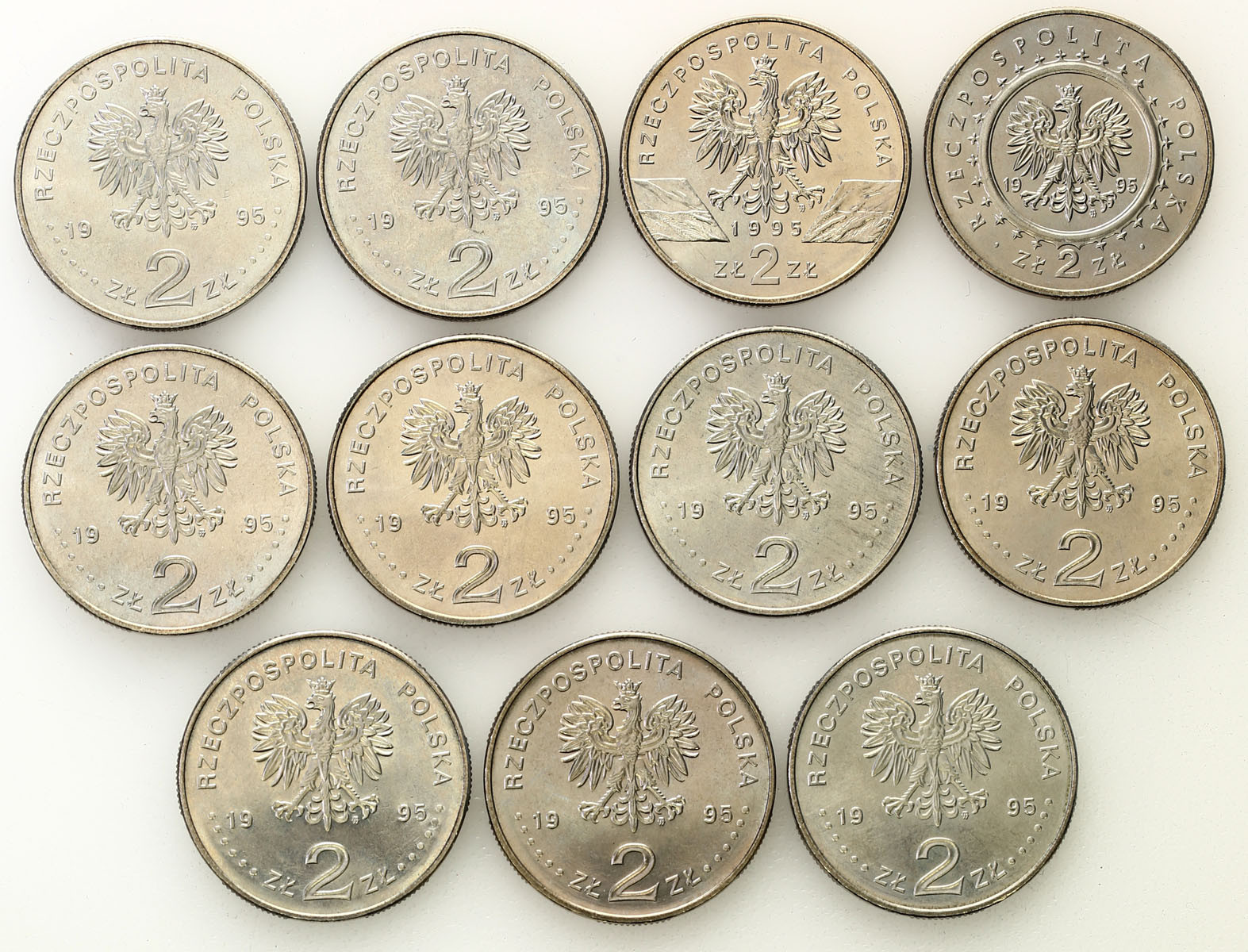 III RP. 2 złote 1995, zestaw 11 monet - DUŻY ZESTAW
